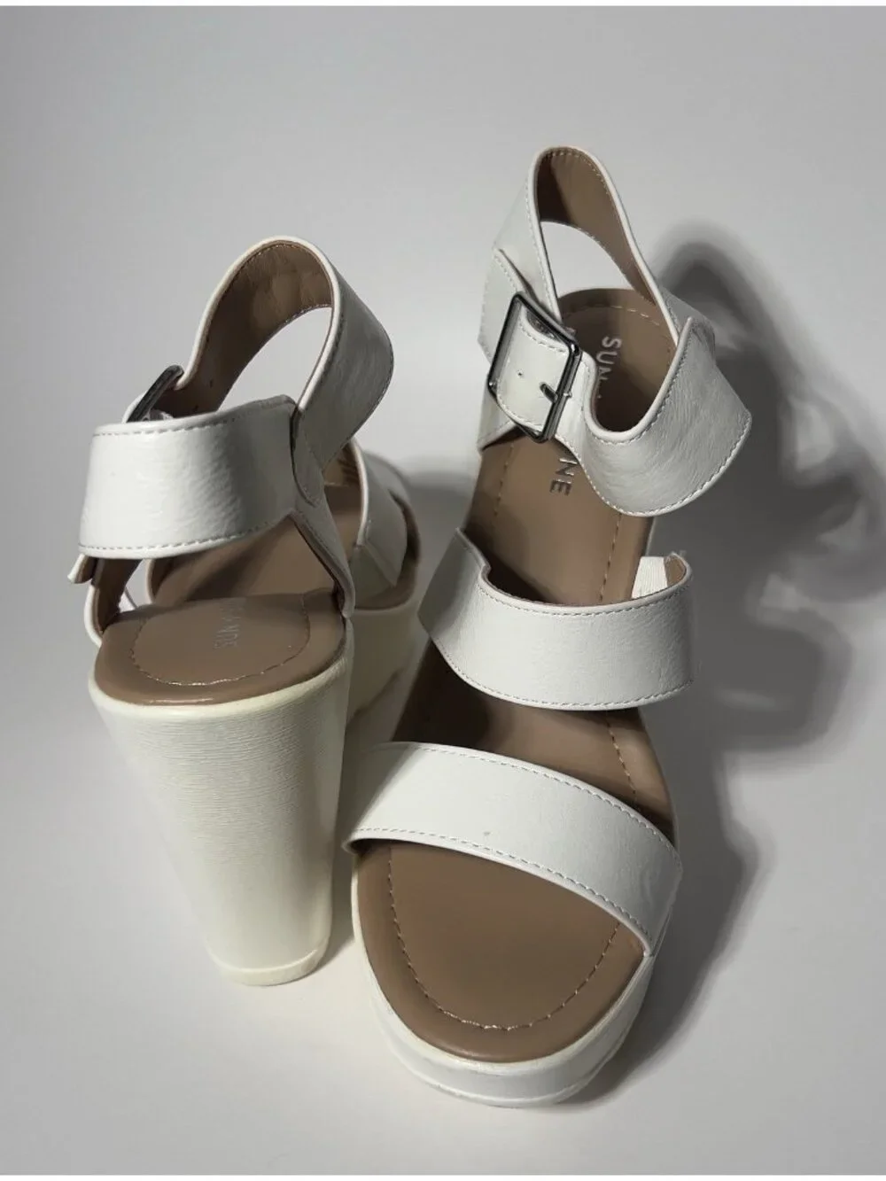Sun + Stone Siennaa White Platform Wedge Sandals Women’s 8M